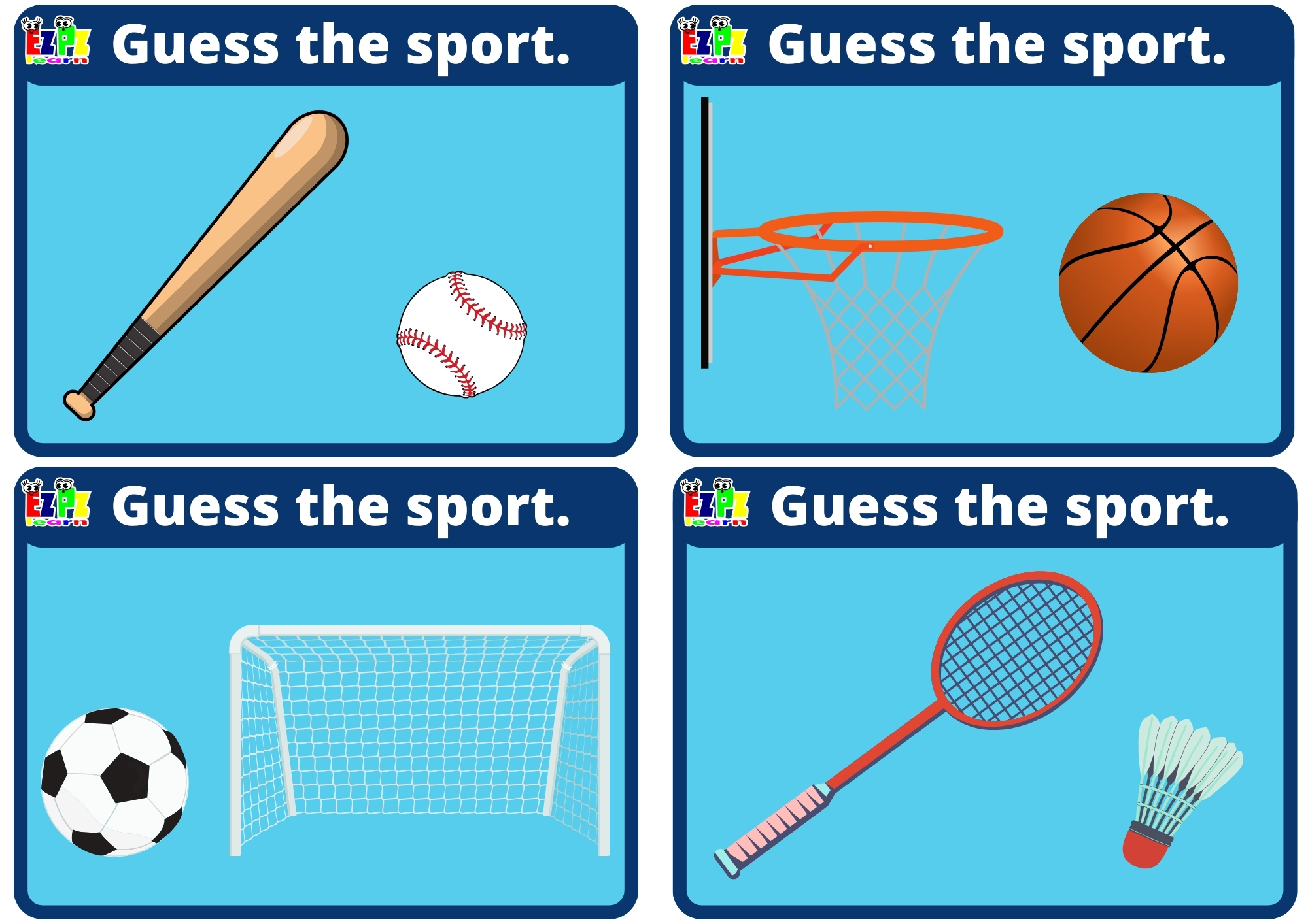 Sports Guessing Game for Kids and ESL Students